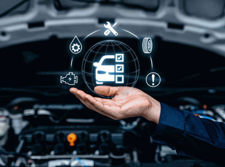 A digital car checklist representing vehicle care and choosing the right types of car cover.